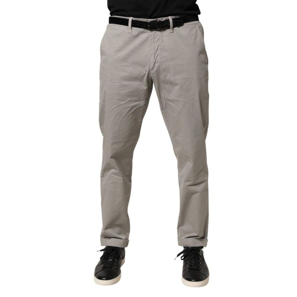 Jeckerson Gray Cotton Stretch Tapered Fit Men Chino Trouser Men's Pants